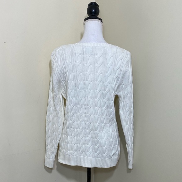 LAND’S END || Woman’s Cable white pull over sweater size Large - Picture 4 of 7